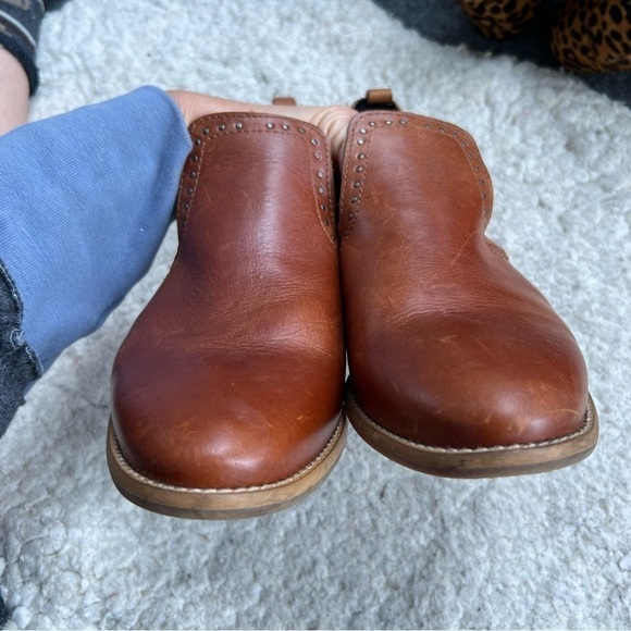 Musse & Cloud: Cognac Leather Slip On Gypsy Western Metal Buckle  Ankle Booties - Picture 7 of 11